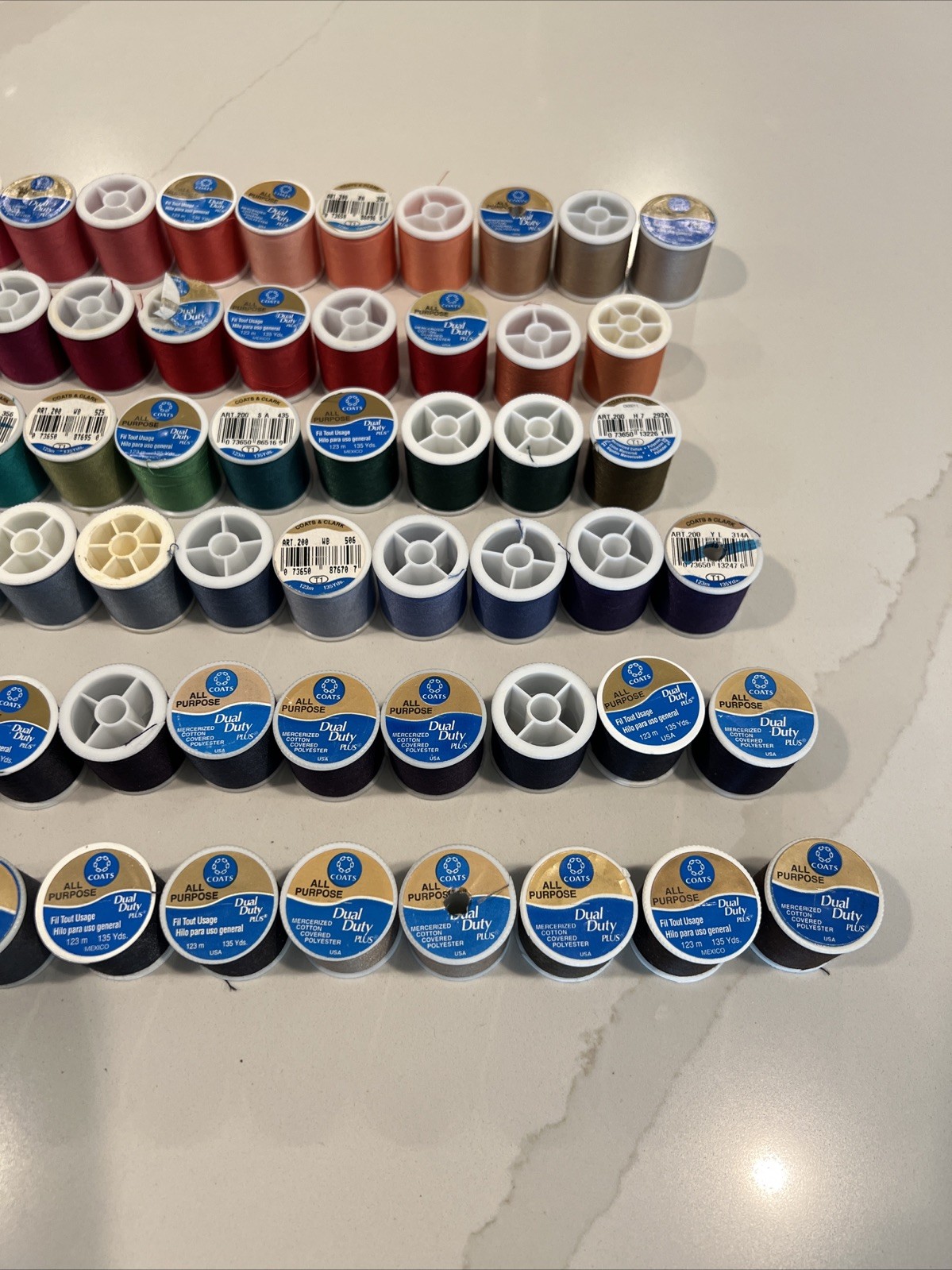 70 Coats & Clark Dual Duty All Purpose Thread 135 Yds/ Spools Poly Cotton Blend