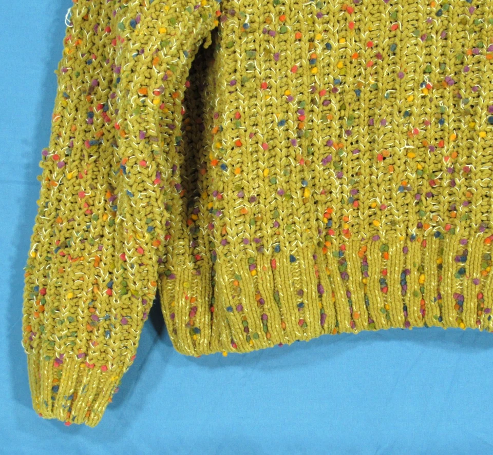 SUÉTER TEJIDO RELAJADO COMADREJA VERDE MULTICOLOR POM POM cuello falso adorno acanalado Talla S Foto 3 de 4