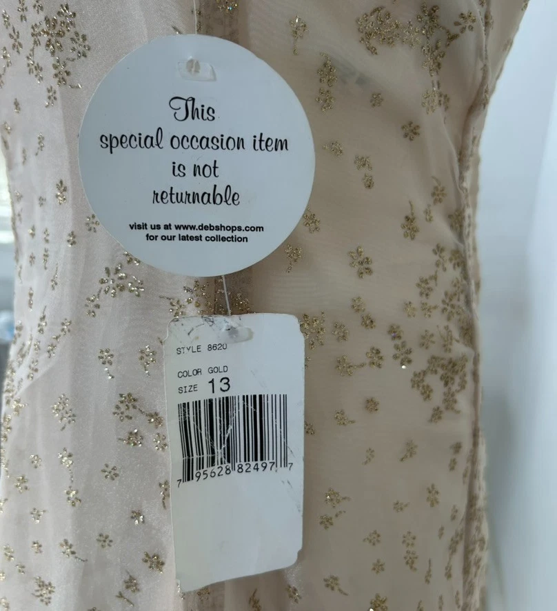 VTG Zum Zum Womens Y2K Fairy Prom Dress Size 13/14 Ethereal Gold Glitter Angel - Image 4 of 4