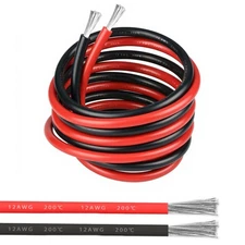 12 Gauge 10FT 2 Conductor Silicone Electrical Wire, 12 AWG Red Black 3.3mm Wi...
