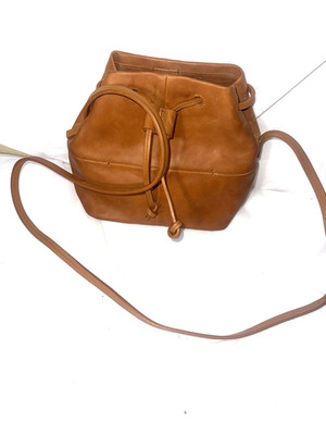 ECCO  tan drawstring hobo bucket bag small