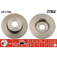 2X TRW DF1790 Bremsscheibe FüR Fiat Lancia Alfa Romeo Stilo Bravo Multipla VAN