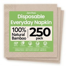 100 Bamboo Table Napkins, 250 Pack, 6.5 x 6.5 Inch