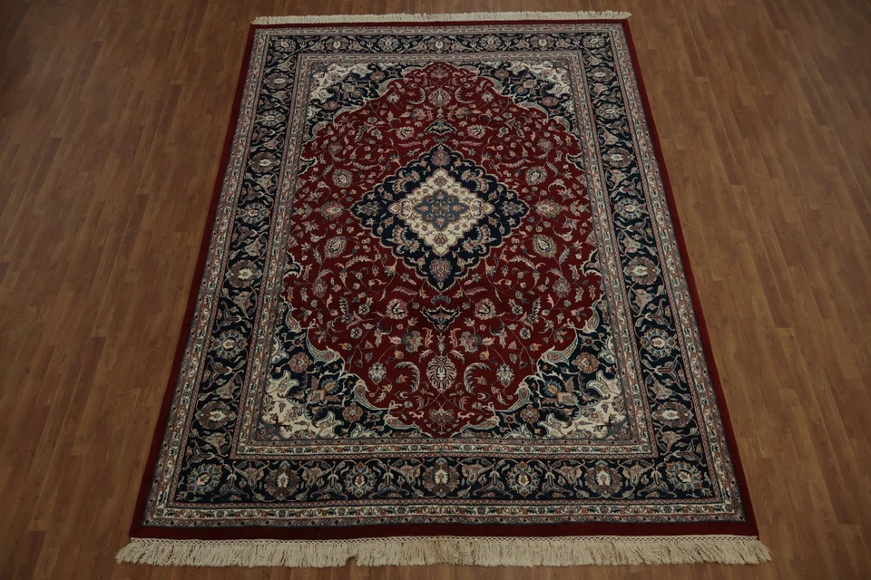 Luxurious Dining Room Area Rug 9x12 Handmade with Floral and Geometric Motifs - Image 2 of 4