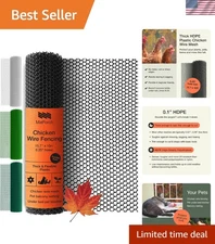 Versatile 15.7 in x 10 ft Black Plastic Chicken Wire for Yard Protection