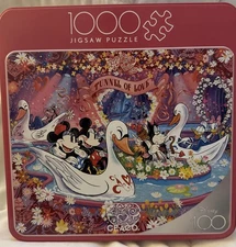 Disney Jigsaw Puzzle Tunnel of Love Collectible Tin 1000 Pieces Ceaco Mickey