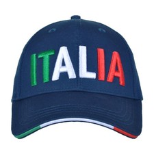 Baseball Cap Light Blue with White Embroidery 100% CO Italy, Blue, One Size