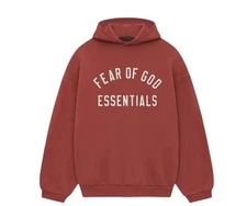 Fear of God Essentials Mens Fleece Hoodie Size XXL Crimson FW24 (BRAND NEW)