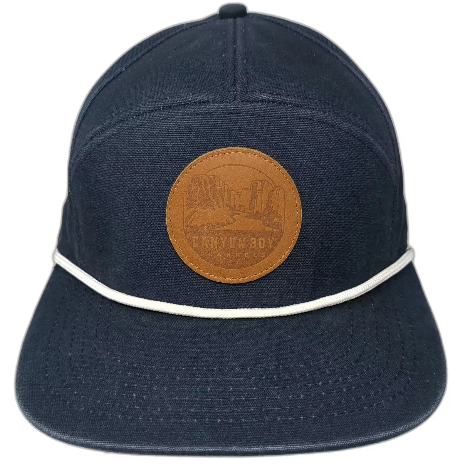 Canyon Boy 5 Panel Blue Brown Hat Rope Patch Flat Brim Snapback OS Adjustable