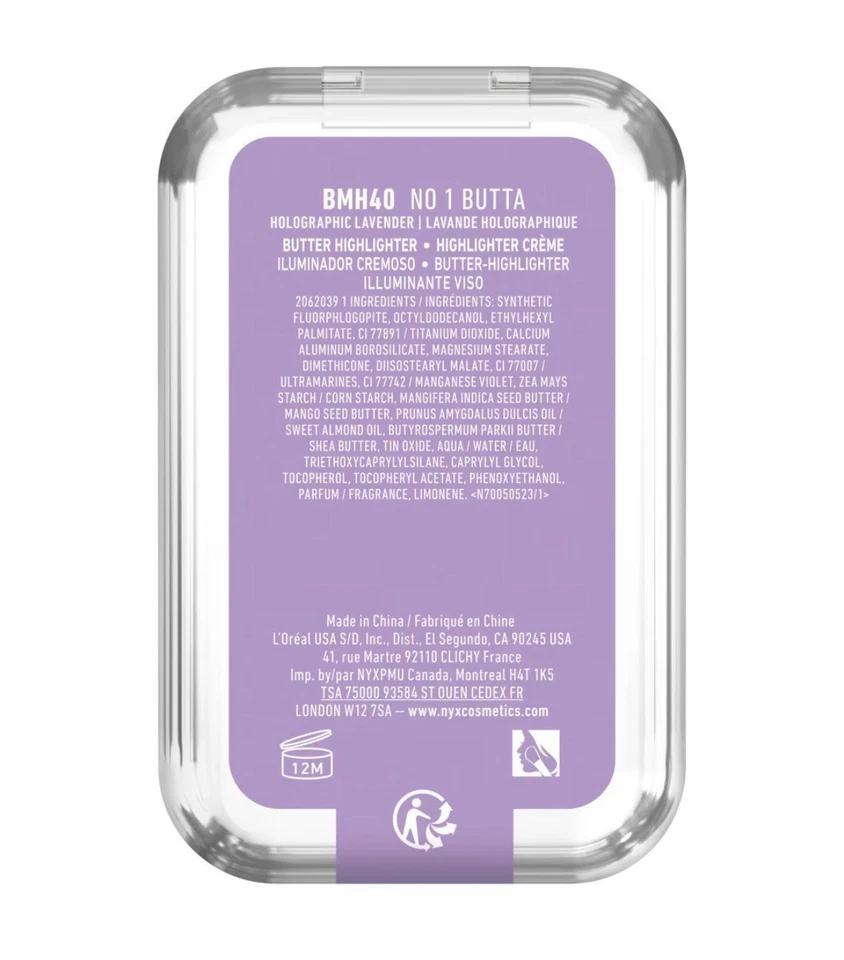 nyx buttermelt highlighter BMH40 NO 1 butta holographic lavender glitter shine - Bild 2 von 2