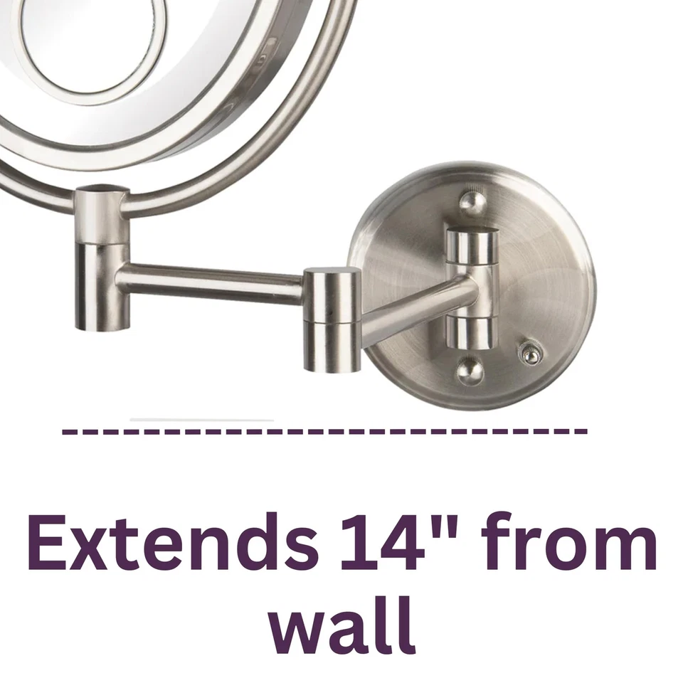 Two-Sided Wall-Mounted Makeup Mirror with Lights - Lighted Makeup Mirror with... - Image 4 of 4