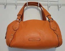 Cole Haan Village Leather Shoulder Bag Purse Orange with dust cover Pebble Soft