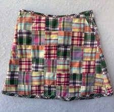Y2K Madras Plaid Patchwork Skirt LL Bean Favorite Fit Straight 12P Petite Preppy