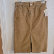 NWT Vintage Gap Midi Skirt Juniors Size 1 Camel Corduroy Split Front Y2K