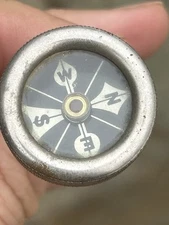 EARLY MARBLES PIN ON COAT COMPASS, NICKEL PLATED, CHECKERED CASE