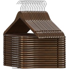 30 Pack Wooden Coat Hangers, 360  Swivel Hook, Suit Hangers with Anti-Slip No...