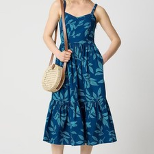 NWT J Crew Factory Poplin Corset Midi Dress Seaport Blue Cenote 2