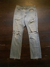 Vintage Levi's 517 Denim Jeans 32x30 Distressed Thrashed Bootcut Made in USA 90s