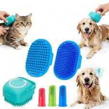 Pet Dog Cat Silicone Softy Massage Bath Brush Scrubber Shampoo Dispenser 