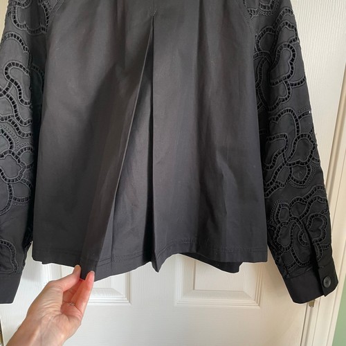 White House Black Market bestickte Cargojacke Ösenärmel schwarz Gr. 14 - Bild 7 von 15
