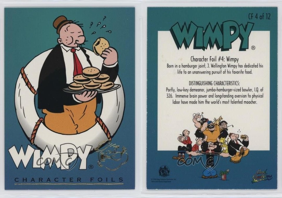 1994 Card Creations Popeye Character Foils Wimpy #CF4 2a1 | eBay