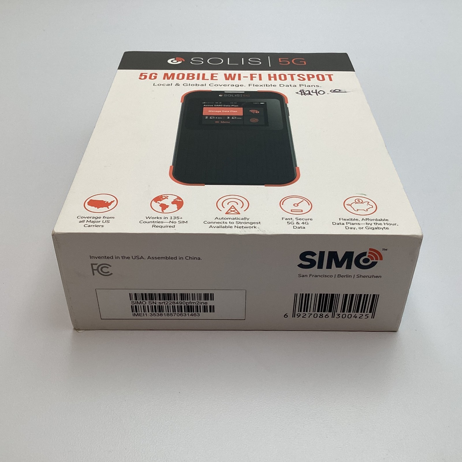 Solis 5G Mobile Wi-Fi Hotspot | Global Local SIM-Free Coverage - New / Sealed