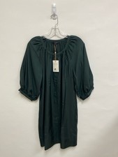 NWT Quince Size L Dark Green Puff Sleeve Silk Ladies Dress