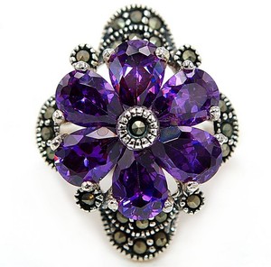 8CT Amethyst 925 Solid Sterling Silver Ring Jewelry Sz 7 PC13-8