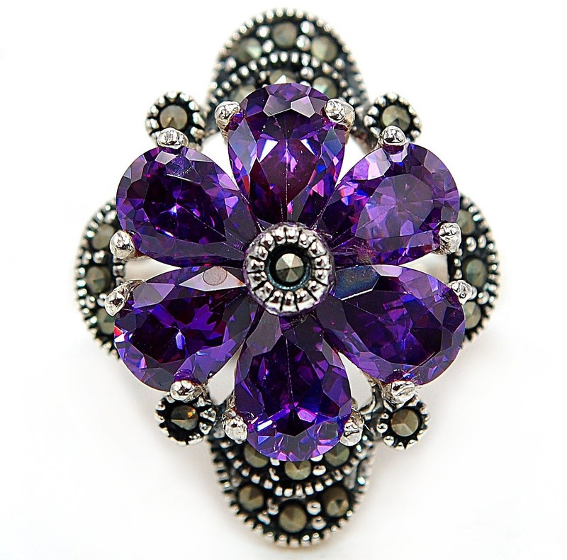 8CT Amethyst 925 Solid Sterling Silver Ring Jewelry Sz 7 PC13-8