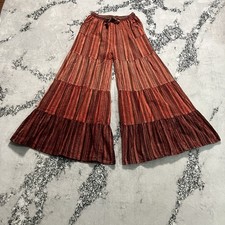 Boho Tiered Wide Leg Pants Womens Cotton Elastic Waist Palazzo Festival Hippie