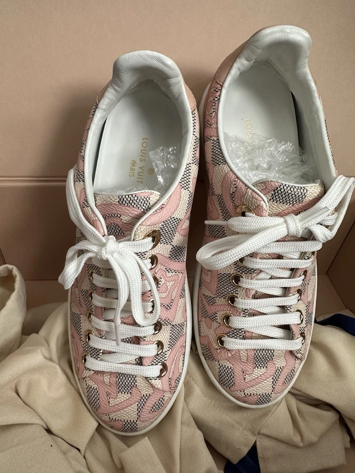 Louis Vuitton Pink Damier Front Row Line Sneakers / 34EU (4W) / RETAIL $925+ - Image 3 of 4
