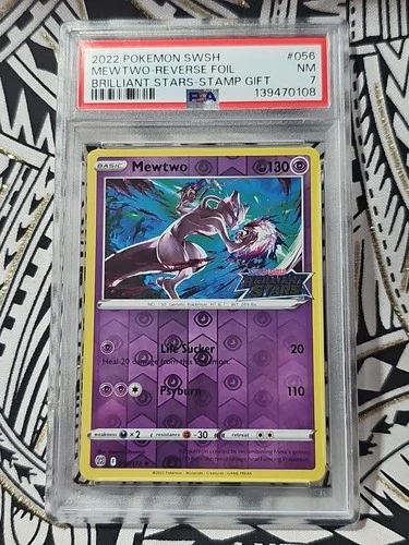 Pokemon Mewtwo 056 Brilliant Stars Stamped Gift Promo Reverse Foil PSA 7 NM 108