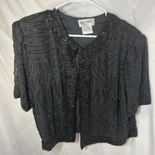 Vintage Black Beaded Sequin Evening Jacket Women s Xxl
