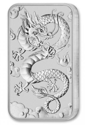 2019 AUSTRALIA DRAGON 1 oz .9999 Fine Silver Rectangle .999 Bar