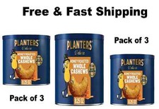 Planters Honey Roasted Whole Cashews 8.25oz Canister  3 Pack 