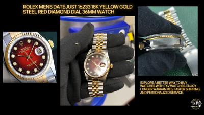 Rolex Datejust 16233 Two-Tone 18KY & Steel Red Vignette Diamond