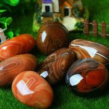 Natural Fire Agate Polished Cabochon Crystal Healing Reiki Carnelian Palm Stone