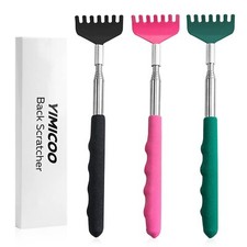 3 Pack Extendable Back Scratcher, Stainless Steel Portable Telescoping Back Scra