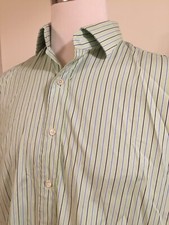Men's Ralph Lauren Regent Polo Shirt Long Sleeve L/S Green Stripe 16 1/2 32/33