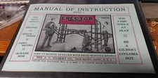 NEW EARLY  PART 1 MANUAL  A.C. GILBERT ERECTOR SET FOR 1916-1919 REPRO
