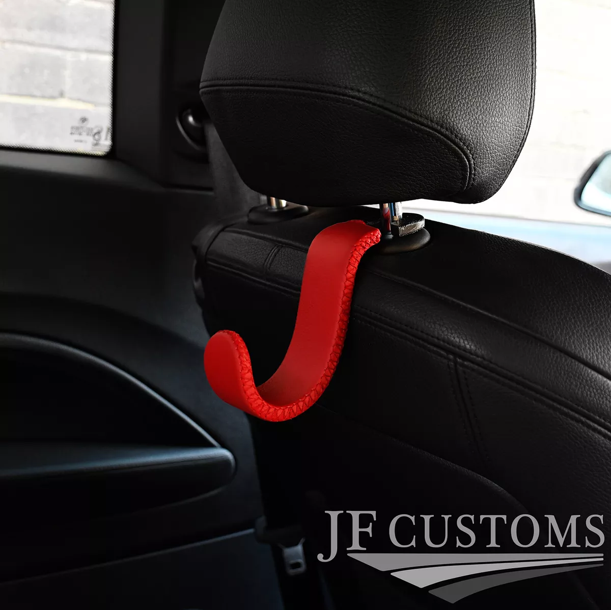 RED ITALIAN LEATHER PLASTIC CAR SEAT HEADREST HOOK HANGER FOR AUDI A4 B9  15-20