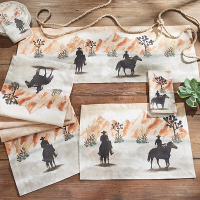 Rustic Trails Cowboy Print Cotton Southwestern Country Ranch Table Runner