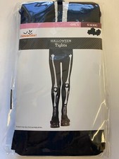 1 pair girl's Celebrate black skeleton tights Size S 6/6X Halloween