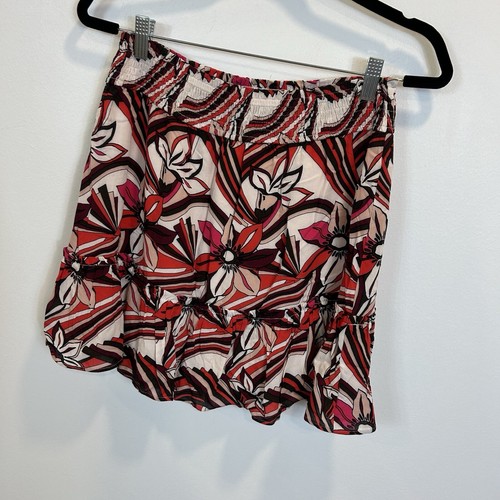 NWT By Anthropologie - Pink floral elastic smocked waist tiered skirt Small - Picture 3 of 10