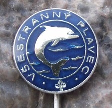 Antique Dolphin Swimming Award All Strokes Swimming Pool Swimmer Youth Pin Badge