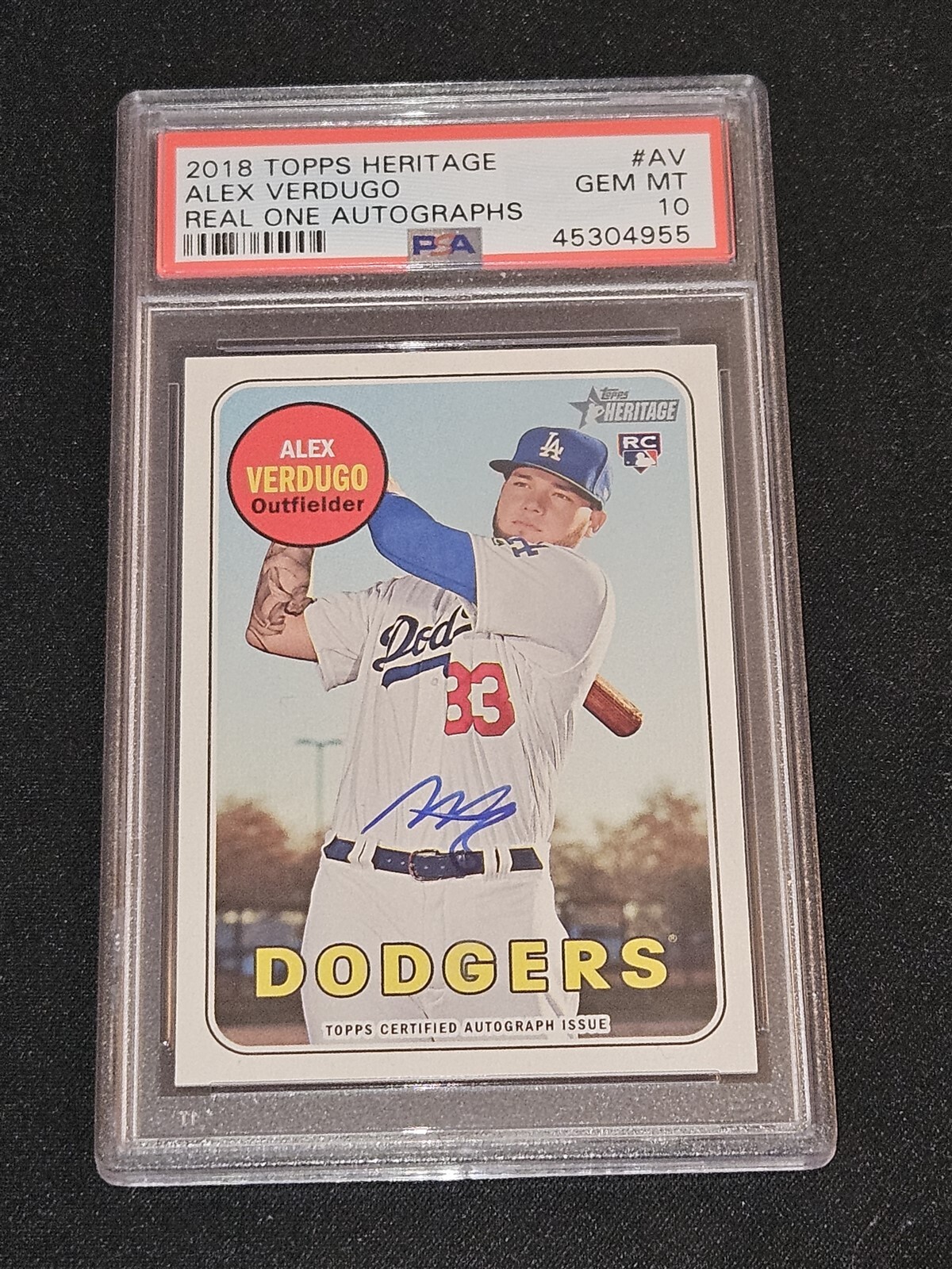 2018 Topps Heritage Alex Verdugo Real One Blue Ink Auto Rookie PSA 10 RARE