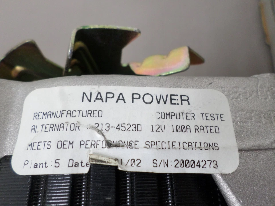 Alternador NAPA 213-4523D sin polea para GMC C1500 V6 4,3 L 88-89 remanufacturado Foto 4 de 4