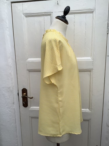 BENETTON LADIES VINTAGE YELLOW SUMMER TOP BLOUSE M - Picture 4 of 8