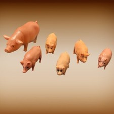 6 Micro Mini Farm Animals Pigs Pink