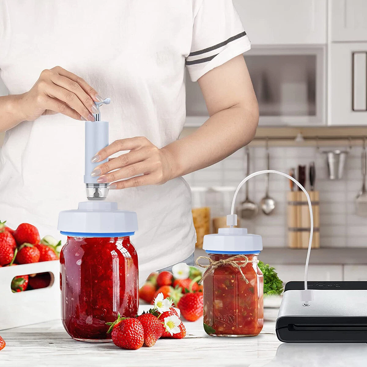 Food Storage Vacuum Sealer Kit Mason Jar Wide Regular Mouth